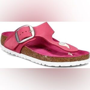 BIRKENSTOCK Women's Gizeh Big Buckle Nubuk Fuchsia Tulip Sandal SZ 38